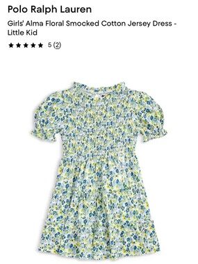 Polo by Ralph Lauren Girls' Floral Smocked Dress - Blue, Green & Yellow